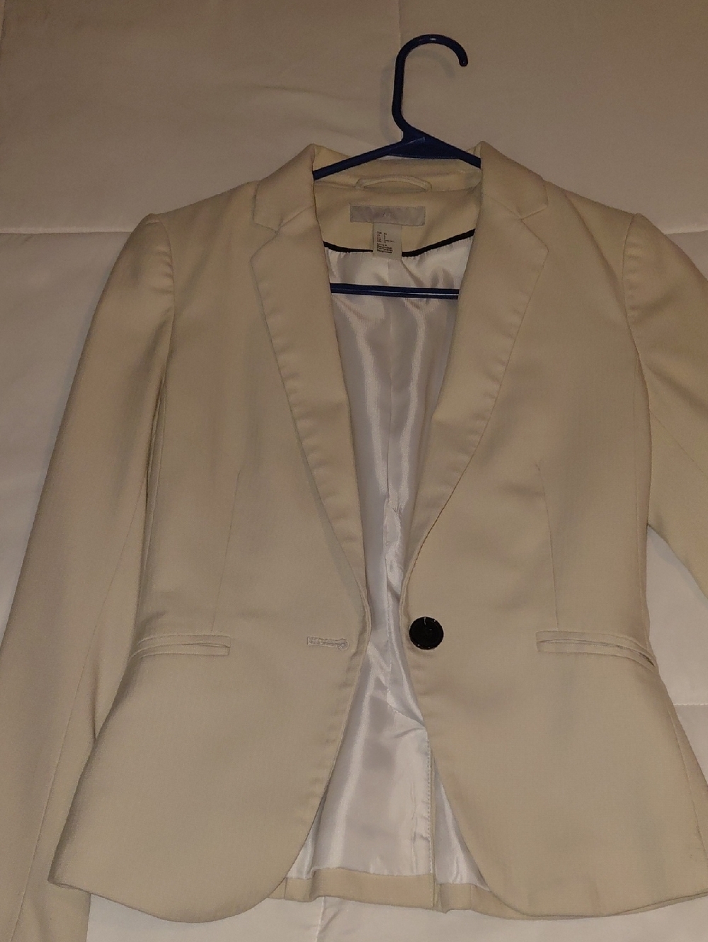 Women's Tailored Cream Blazer - Single-Button Suit Jacket